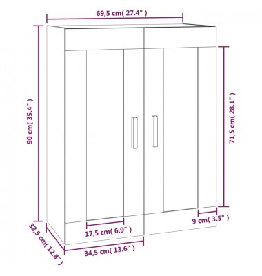  Sieninė spintelė, balta, 69,5x32,5x90cm, mediena, blizgi - Pakabinamos lentynos, spintelės - 10