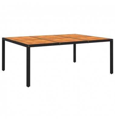  Sodo stalas, juodas, 200x150x75cm, akacijos mediena/poliratanas - Lauko stalai, staliukai - 1