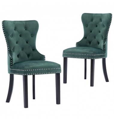  Valgomojo kėdės, 2vnt., tamsiai žalios spalvos, aksomas - Valgomojo Kėdės - 1