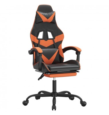 Pasukama žaidimų kėdė su pakoja, juoda/oranžinė, dirbtinė oda - Žaidimų kėdės - 2
