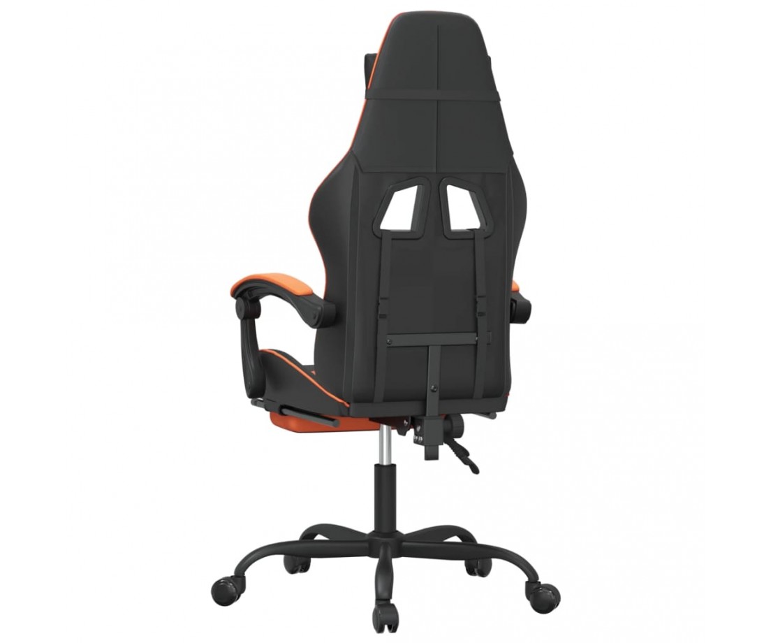  Pasukama žaidimų kėdė su pakoja, juoda/oranžinė, dirbtinė oda - Žaidimų kėdės - 5