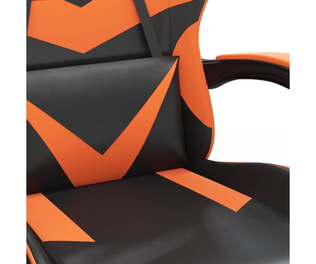  Pasukama žaidimų kėdė su pakoja, juoda/oranžinė, dirbtinė oda - Žaidimų kėdės - 7