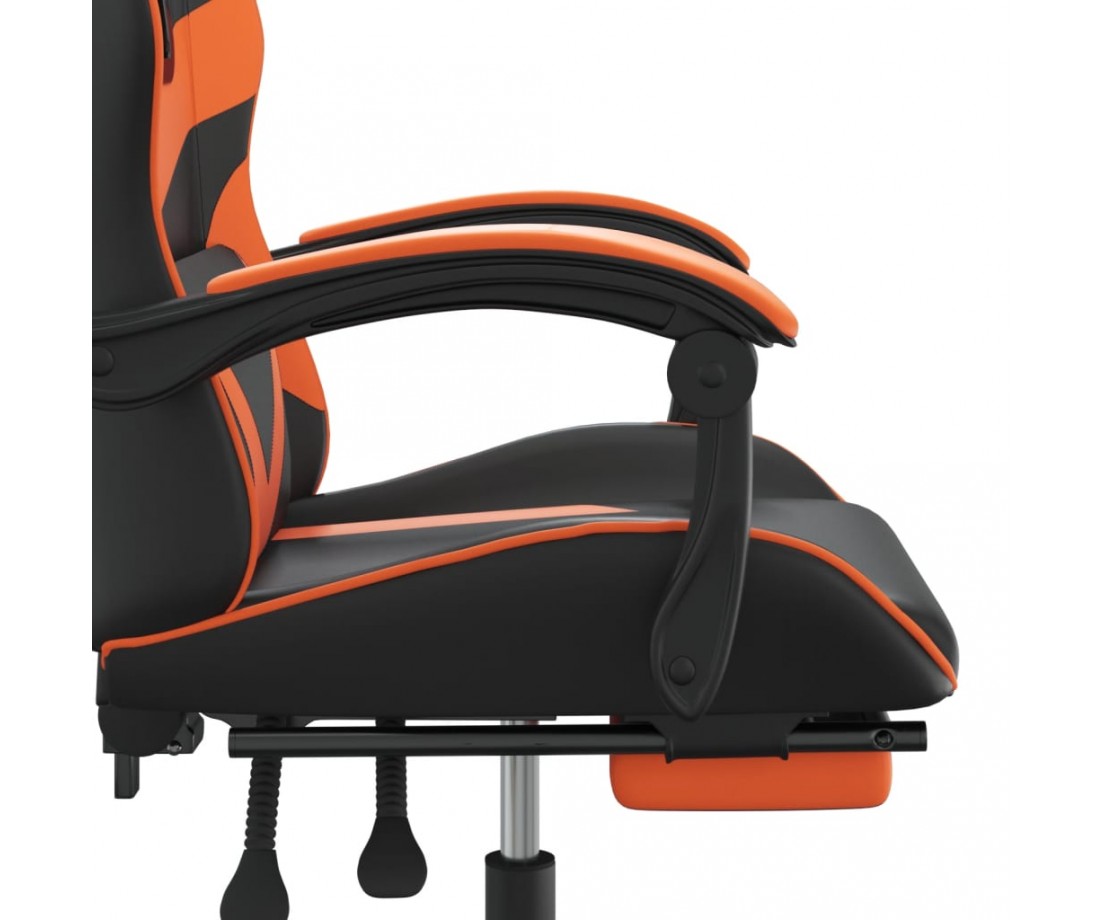  Pasukama žaidimų kėdė su pakoja, juoda/oranžinė, dirbtinė oda - Žaidimų kėdės - 8