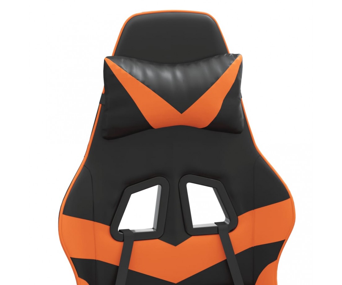  Pasukama žaidimų kėdė su pakoja, juoda/oranžinė, dirbtinė oda - Žaidimų kėdės - 9