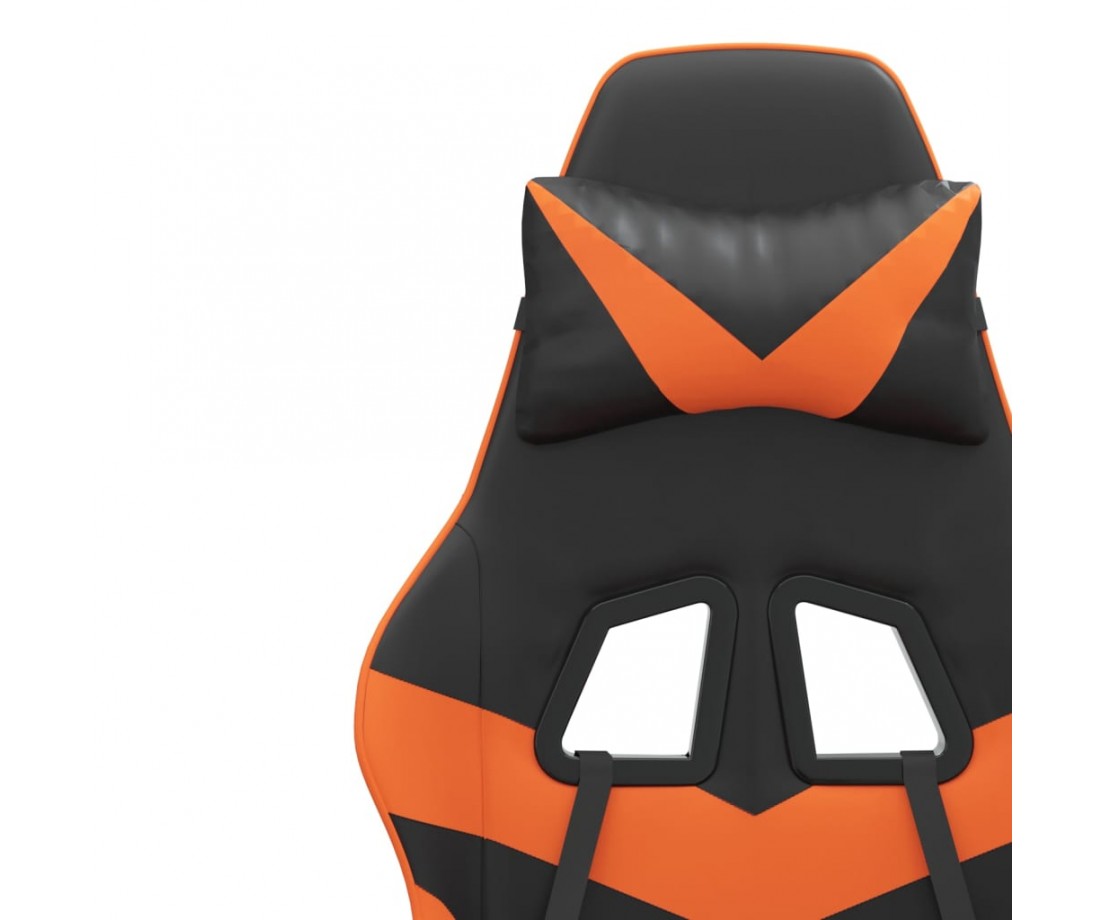  Pasukama žaidimų kėdė su pakoja, juoda/oranžinė, dirbtinė oda - Žaidimų kėdės - 10