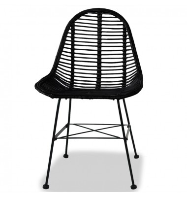  Valgomojo kėdės, 4vnt., juodos, natūralus ratanas - Valgomojo Kėdės - 2