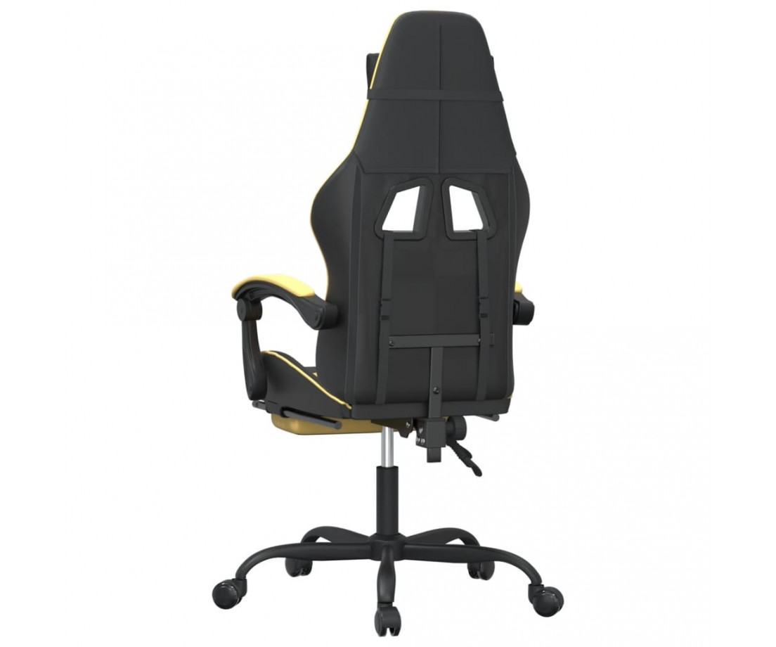  Pasukama žaidimų kėdė su pakoja, juoda ir auksinė, dirbtinė oda - Žaidimų kėdės - 5