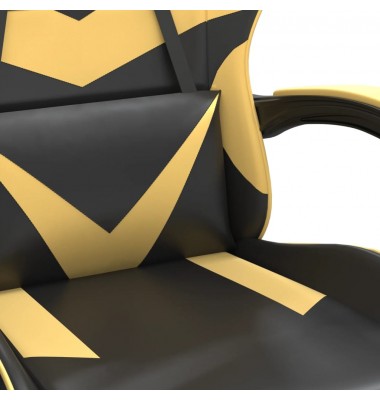  Pasukama žaidimų kėdė su pakoja, juoda ir auksinė, dirbtinė oda - Žaidimų kėdės - 7