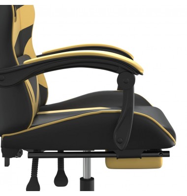  Pasukama žaidimų kėdė su pakoja, juoda ir auksinė, dirbtinė oda - Žaidimų kėdės - 8