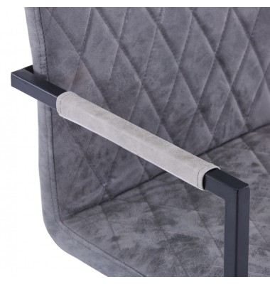  Gembinės valgomojo kėdės, 2vnt., tamsiai pilkos, dirbtinė oda - Valgomojo Kėdės - 6