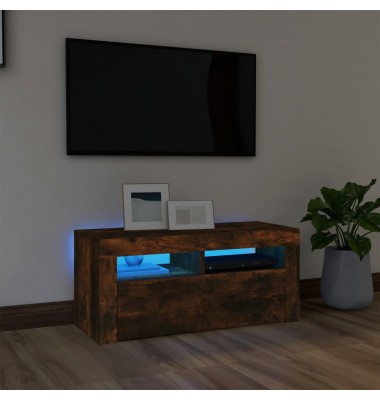  TV spintelė su LED apšvietimu, dūminio ąžuolo, 90x35x40cm - TV spintelės - 1