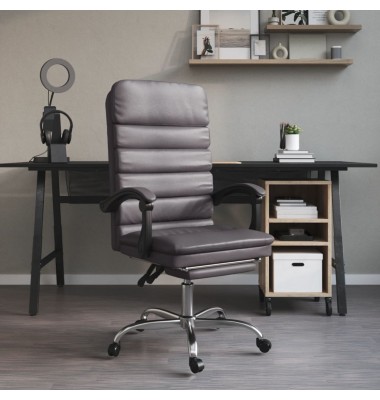  Atlošiama masažinė biuro kėdė, pilkos spalvos, dirbtinė oda - Biuro kėdės - 1