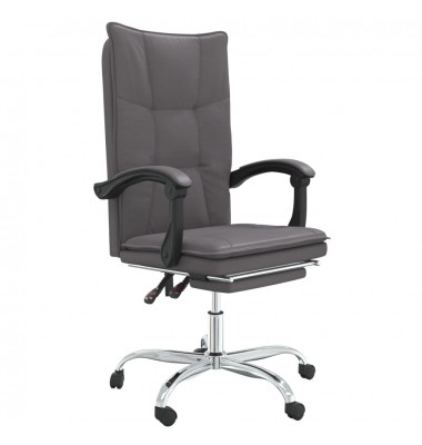  Atlošiama biuro kėdė, pilkos spalvos, dirbtinė oda - Biuro kėdės - 2