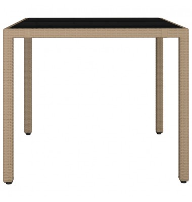  Stalas su stikliniu stalviršiu, smėlio, poliratanas ir stiklas - Lauko stalai, staliukai - 4