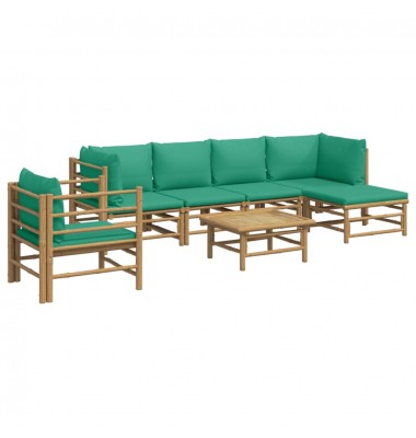  Sodo komplektas su žaliomis pagalvėlėmis, 7 dalių, bambukas - Lauko baldų komplektai - 3