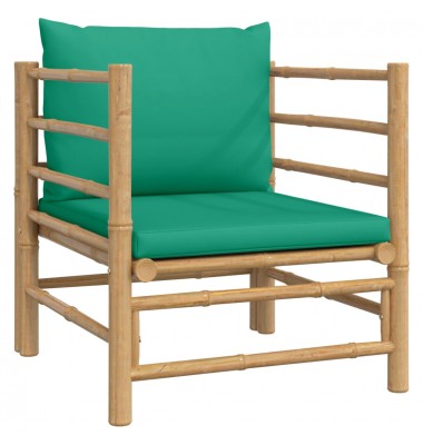  Sodo komplektas su žaliomis pagalvėlėmis, 7 dalių, bambukas - Lauko baldų komplektai - 7