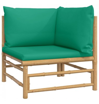  Sodo komplektas su žaliomis pagalvėlėmis, 6 dalių, bambukas - Lauko baldų komplektai - 4
