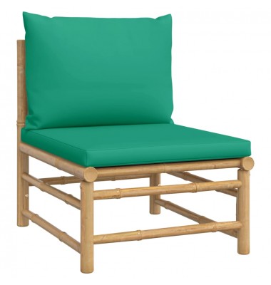  Sodo komplektas su žaliomis pagalvėlėmis, 6 dalių, bambukas - Lauko baldų komplektai - 5