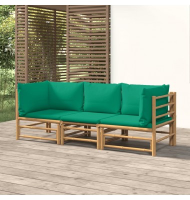  Sodo komplektas su žaliomis pagalvėlėmis, 3 dalių, bambukas - Lauko baldų komplektai - 1