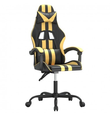  Žaidimų kėdė, juodos ir auksinės spalvos, dirbtinė oda - Žaidimų kėdės - 2