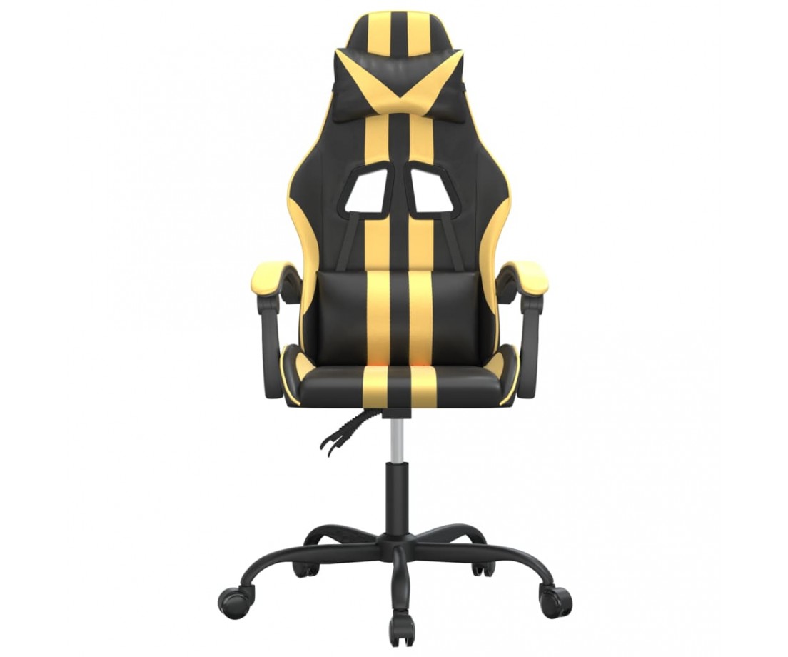  Žaidimų kėdė, juodos ir auksinės spalvos, dirbtinė oda - Žaidimų kėdės - 3