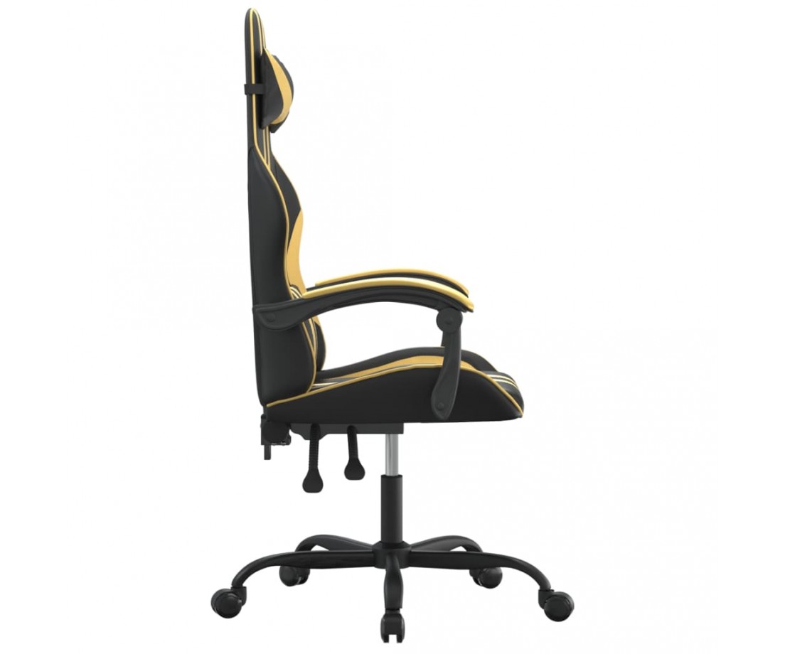  Žaidimų kėdė, juodos ir auksinės spalvos, dirbtinė oda - Žaidimų kėdės - 4