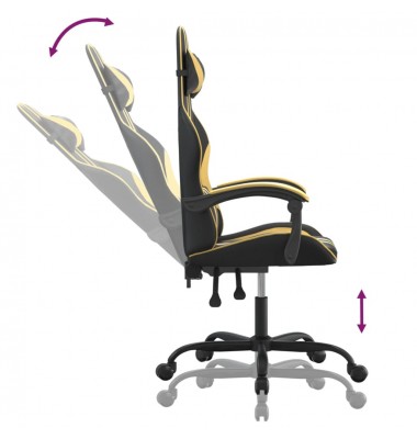  Žaidimų kėdė, juodos ir auksinės spalvos, dirbtinė oda - Žaidimų kėdės - 6