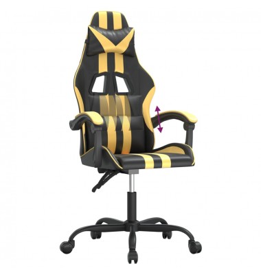  Žaidimų kėdė, juodos ir auksinės spalvos, dirbtinė oda - Žaidimų kėdės - 7