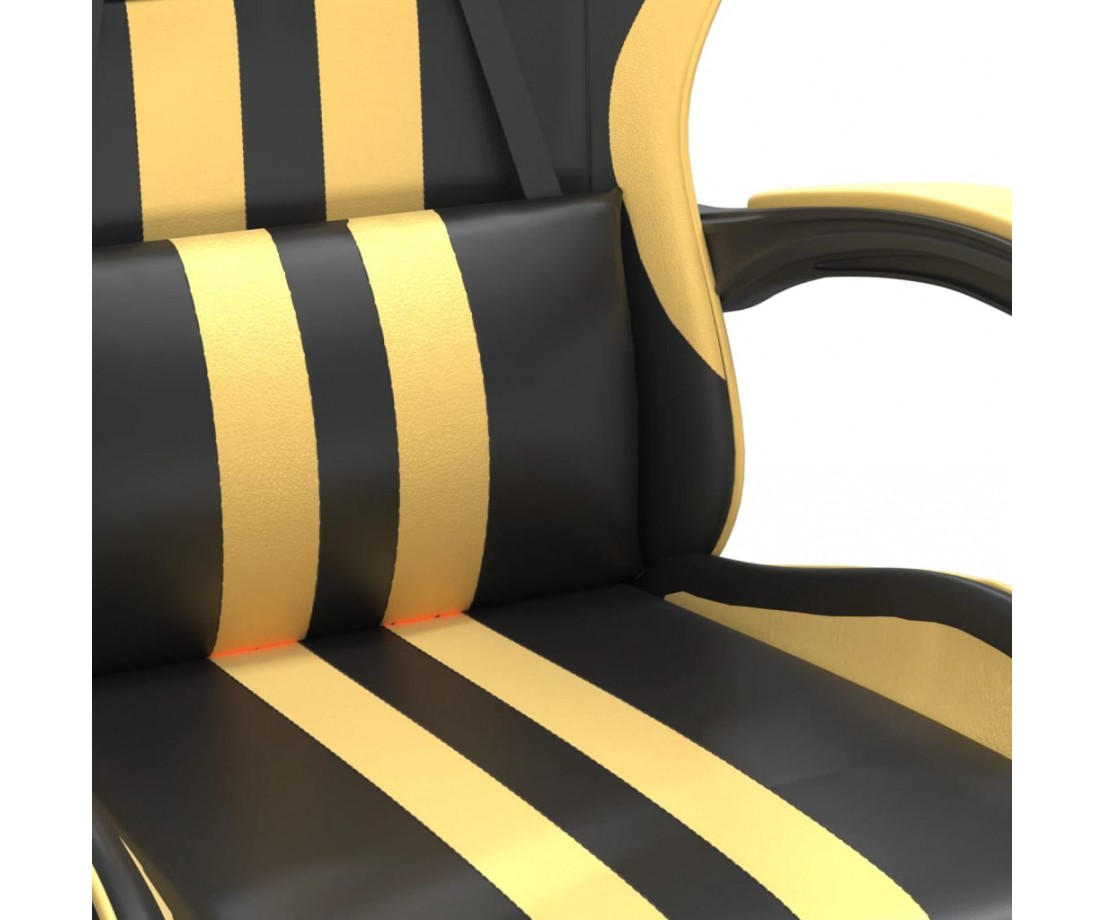  Žaidimų kėdė, juodos ir auksinės spalvos, dirbtinė oda - Žaidimų kėdės - 8