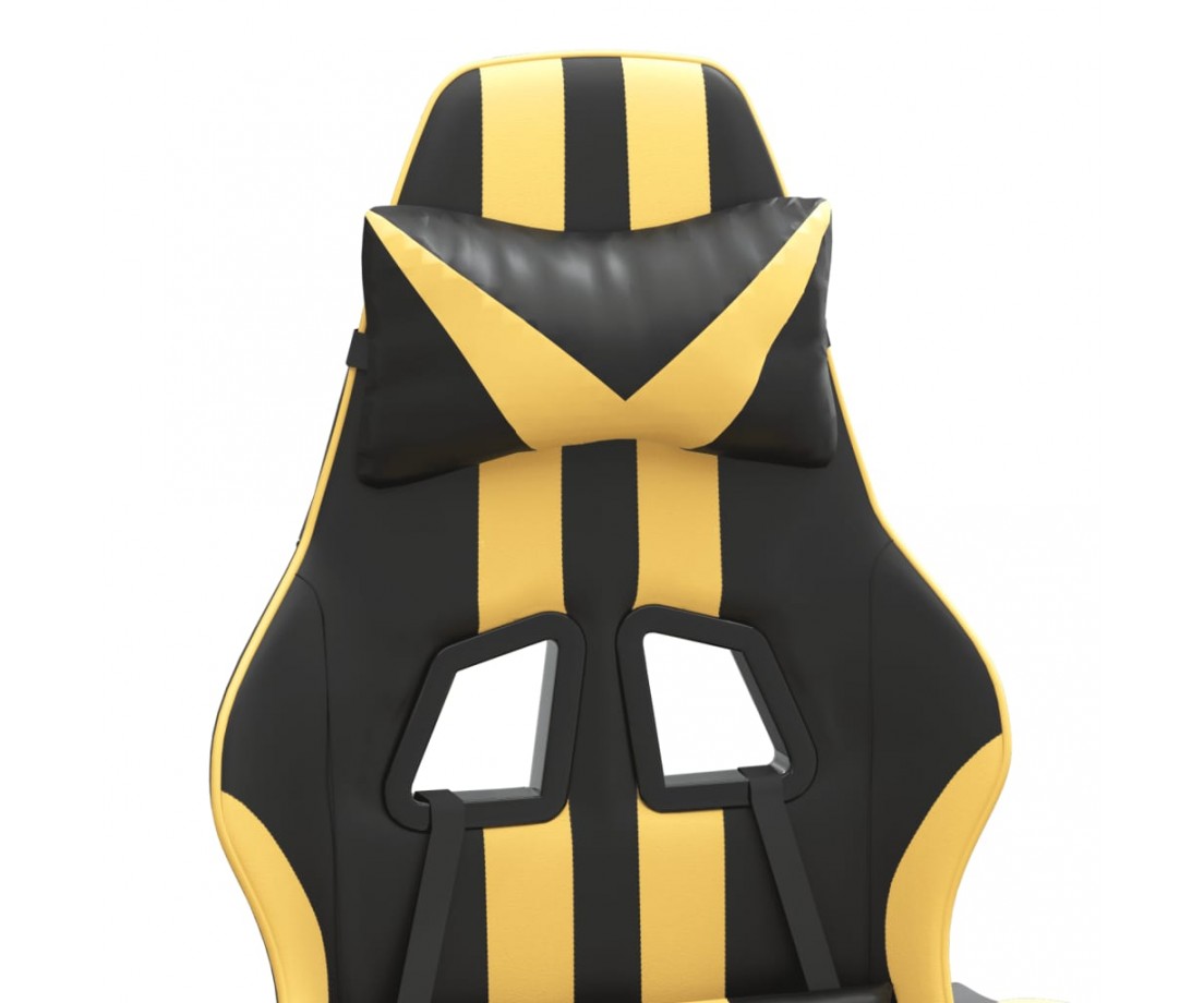  Žaidimų kėdė, juodos ir auksinės spalvos, dirbtinė oda - Žaidimų kėdės - 9