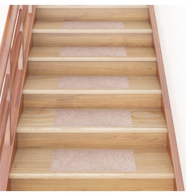  Lipnūs laiptų kilimėliai, 15vnt., šviesiai rudi, 60x25cm - Laiptų kilimėliai - 1