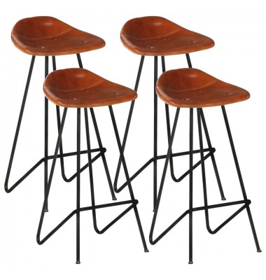  Baro taburetės, 4vnt., rudos spalvos, tikra oda - Baro kėdės - 1
