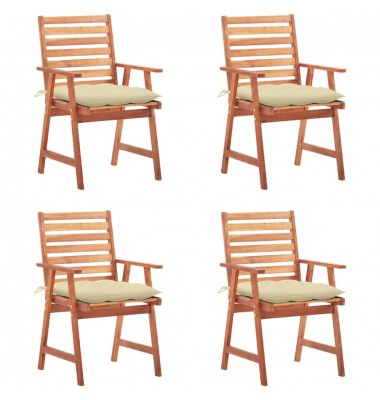  Lauko valgomojo kėdės su pagalvėlėmis, 4vnt., akacijos masyvas - Lauko kėdės - 1