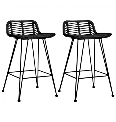  Baro kėdės, 2 vnt., juodos spalvos, ratanas - Baro kėdės - 1