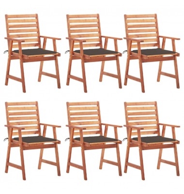  Lauko valgomojo kėdės su pagalvėlėmis, 6vnt., akacija - Lauko kėdės - 1