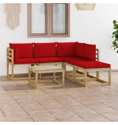  Sodo komplektas su raudonos spalvos pagalvėlėmis, 6 dalių - Lauko baldų komplektai - 1