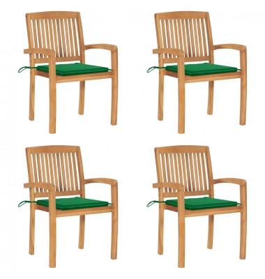  Sudedamos sodo kėdės su pagalvėlėmis, 4vnt., tikmedžio masyvas - Lauko kėdės - 1