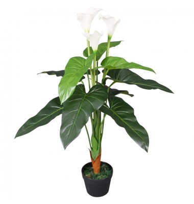  Dirbtinė abisininė kalija su vazonu, 85 cm, balta - Dirbtiniai augalai - 1