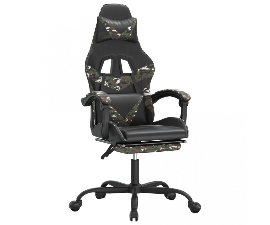  Žaidimų kėdė su pakoja, juoda ir kamufliažinė, dirbtinė oda - Žaidimų kėdės - 2