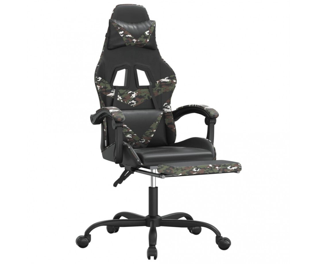  Žaidimų kėdė su pakoja, juoda ir kamufliažinė, dirbtinė oda - Žaidimų kėdės - 6