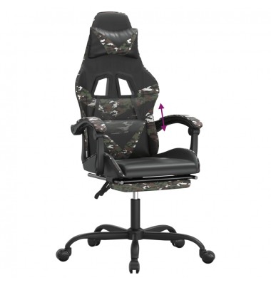  Žaidimų kėdė su pakoja, juoda ir kamufliažinė, dirbtinė oda - Žaidimų kėdės - 8