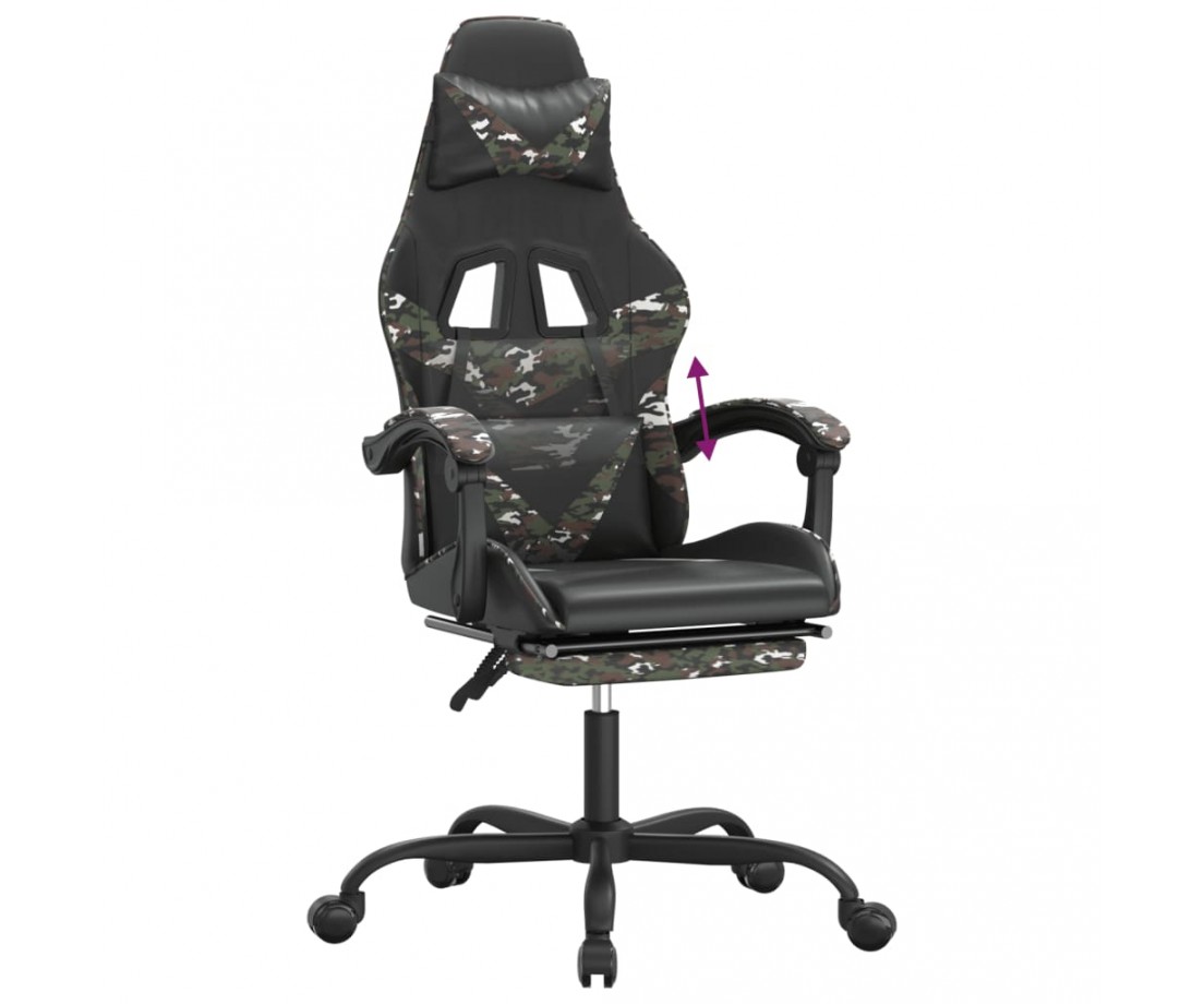  Žaidimų kėdė su pakoja, juoda ir kamufliažinė, dirbtinė oda - Žaidimų kėdės - 8