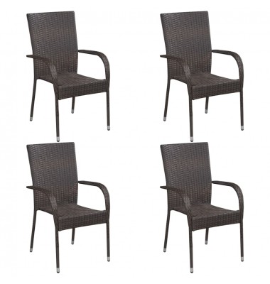  Sudedamos lauko kėdės, 4vnt., rudos spalvos, poliratanas - Lauko kėdės - 1