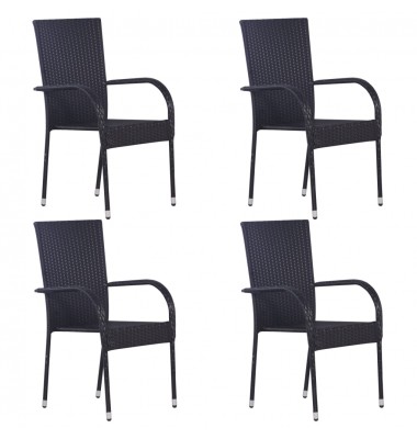  Sudedamos lauko kėdės, 4vnt., juodos spalvos, poliratanas - Lauko kėdės - 1