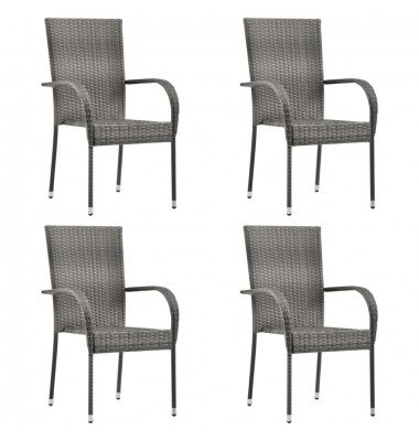  Sudedamos lauko kėdės, 4vnt., pilkos spalvos, poliratanas - Lauko kėdės - 1