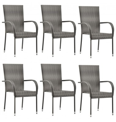  Sudedamos lauko kėdės, 6vnt., pilkos spalvos, poliratanas - Lauko kėdės - 1