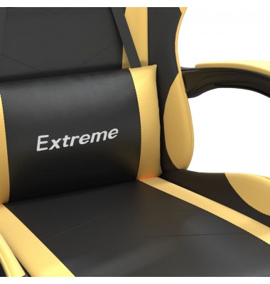  Pasukama žaidimų kėdė, juodos ir auksinės spalvos, dirbtinė oda - Žaidimų kėdės - 6