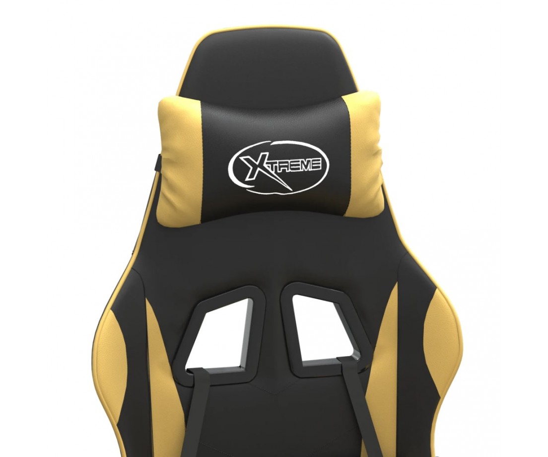  Pasukama žaidimų kėdė, juodos ir auksinės spalvos, dirbtinė oda - Žaidimų kėdės - 8