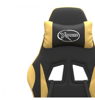  Pasukama žaidimų kėdė, juodos ir auksinės spalvos, dirbtinė oda - Žaidimų kėdės - 9
