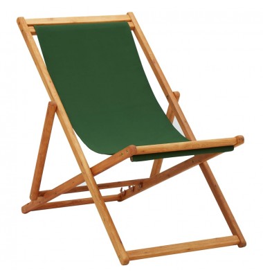  Sulankstoma paplūdimio kėdė, žalia, eukaliptas ir audinys - Lauko kėdės - 1